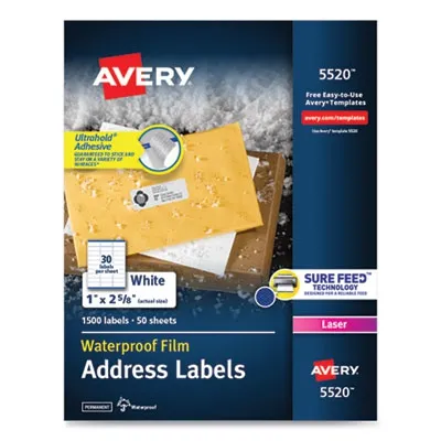 Avery Prod - From: AVE5520 To: AVE5522 - Waterproof Address Labels With Trueblock And Sure Feed