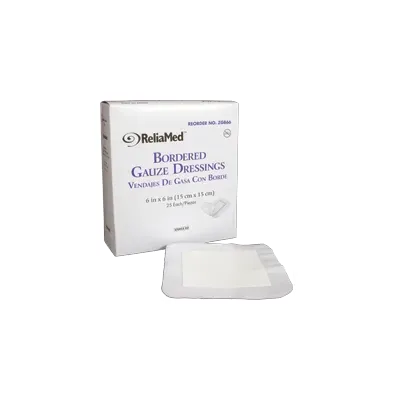 Reliamed - B66 - ReliaMed Sterile Bordered Gauze Dressing, 6" x 6", Pad Size 4" x 4"