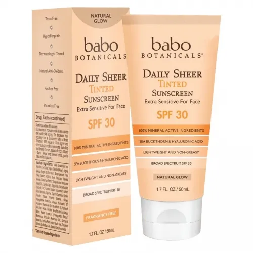 Babo Botanicals - 8072 - SPF 30 Daily Sheer Tinted Mineral Sunscreen, Natural Glow