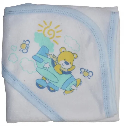 Bambini Layette Infant Wear - From: 021SB To: 021SY - BLI Hooded Towel, With Binding And Screen Prints