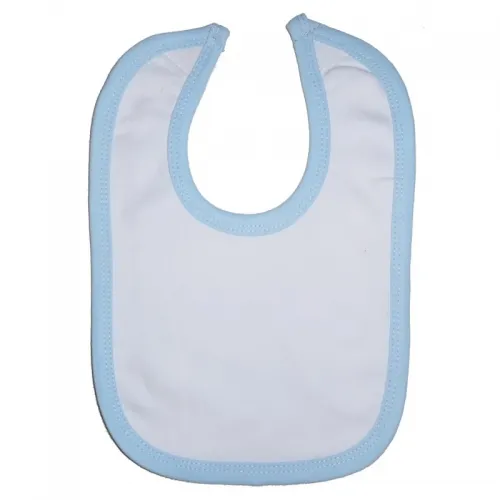 Bambini Layette Infant Wear - From: 1023-W-B-5 To: 1023-W-P-5 - BLI Bambini Interlock Bib, Blue Binding