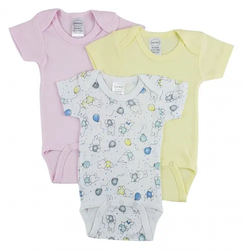 Bambini Layette Infant Wear - CS_0237NB-BLI - Bambini Short Sleeve One Piece 3 Pack - Newborn