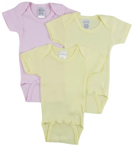 Bambini Layette Infant Wear - CS_0240NB-BLI - Bambini Short Sleeve One Piece 3 Pack - Newborn