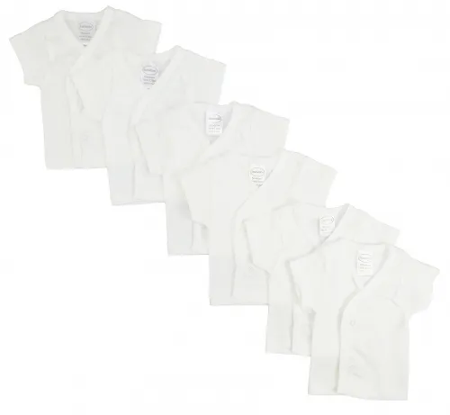 Bambini Layette Infant Wear - From: CS_075NB_075NB To: CS_075S_075S - BLI Bambini White Side Snap Short Sleeve Shirt 6 Pack Newborn
