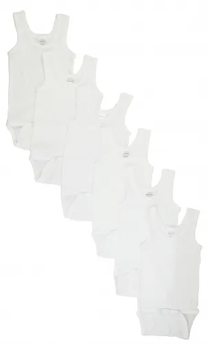 Bambini Layette Infant Wear - From: CS_106L_106L To: CS_106S_106S - BLI Bambini White Tank Top Onezie 6 Pack