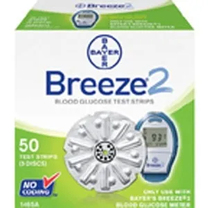 Bayer - 1466 - BREEZE 2 Blood Glucose Test Strip Disc (100 count)