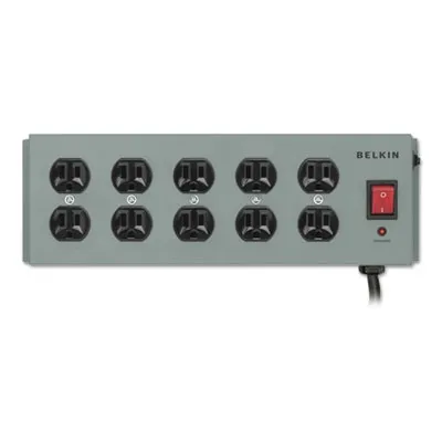 Belkincomp - BLKF9D100015 - Metal Surgemaster Surge Protector, 10 Outlets, 885 Joules