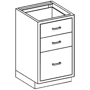 Blickman - 2012724000 - Base Cabinet 24 1/8"W x 32 3/4"H x 22"D, (2) 1/4-1/2 47" Drawers, Over (1) 1/2-1/2 47" (DROP SHIP ONLY)