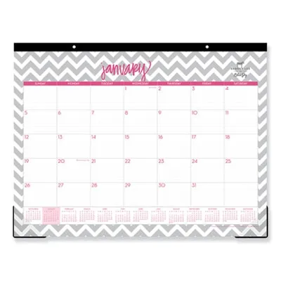 Blue Sky - BLS102137 - Dabney Lee Ollie Desk Pad, 22 X 17, Gray/Pink, Clear Corners, 2021