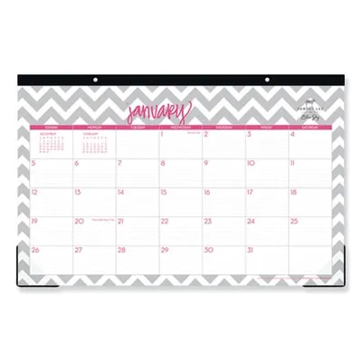 Blue Sky - BLS102138 - Dabney Lee Ollie Desk Pad, 17 X 11, Gray/Pink, Clear Corners, 2021