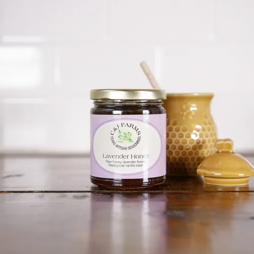 C & J Farms - 81441202413 - Lavender & Vanilla Bean Infused Raw Honey