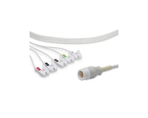 Cables and Sensors - C2585DP0 - Disposable Direct-Connect ECG Cable, 5 Leads Clip, Philips Compatible w/ OEM:  M1977A (5 Leads Snap), M1986A (DROP SHIP ONLY) (Freight Terms are Prepaid & Added to Invoice - Contact Vendor for Specifics)