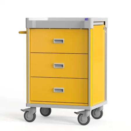 Capsa Healthcare - From: VE3ISO-N-BY-D003-COMP To: VE3ISO-N-BY-D112-COMP - Isolation Cart, C Series, Compact, Drawer Configuration, 3 Wide, Bright Yellow, VE3ISO, Includes: (1) 3.75" Top Drawer, (1) 6.25" Drawer, and (2) 10" Card Drawer (No Locking System