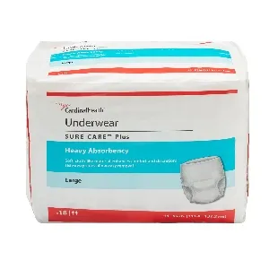 Cardinal - Sure Care Plus - 1615A -  Unisex Adult Absorbent Underwear  Pull On with Tear Away Seams Large Disposable Heavy Absorbency