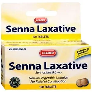 Cardinal Health - 2239689 - Leader Senna Laxative Tablets 8.6 mg (100 Count)