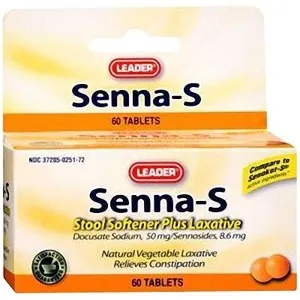 Cardinal Health - 2570612 - Leader Senna-S Stool Softener Plus Laxative Tablets (60 Count)