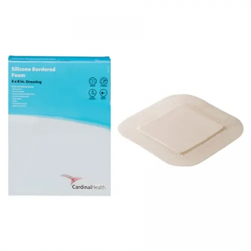Cardinal Health - BFM68 - Silicone Bordered Foam Dressing 6" x 8" 5-bx 5 bx-cs -Continental US Only- -Item on Manufacturer Backorder - Inventory Limited when Available-