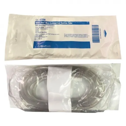 Cardinal Health - Med - Medi-Vac - N720A - Medi-Vac Clear Nonconductive Tubing with Maxi-Grip Connectors and Male Connector, Sterile. 9/32" x 20'L (7mm x 6.1m).