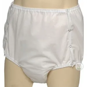 Salk - From: 2000-L To: 2000-M - CareFor One Piece Snap on Brief with Waterproof Safety Pocket Large 38" 44" Waist Size, White, Reusable, Latex Free