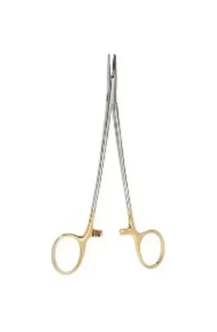 V. Mueller - Vital - From: CH2416 To: CH2422 -  Needle Holder  7 1/8 Inch Length 3 600 Teeth Per Square Inch Straight Tips Finger Ring Handle