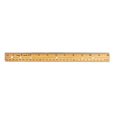 Chasleonar - LEO77120 - Beveled Wood Ruler W/Single Metal Edge, 3-Hole Punched, 12", Natural, 36/Box