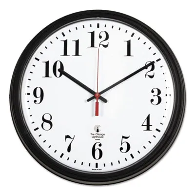 Chgolthseb - ILC67700002 - Black Quartz Contract Clock, 13.75" Overall Diameter, Black Case, 1 Aa (Sold Separately)
