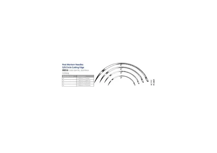 Cincinnati Surgical - 08816 - Suture Needle  Size 3-6  Post Mortem  3-8 Circle Cutting  12-pk -Must be Ordered in Multiples of 10 dozen- -DROP SHIP ONLY-
