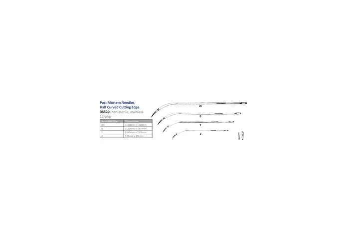 Cincinnati Surgical - 08820 - Suture Needle  Size 00-2  Post Mortem  Half Curved Cutting  12-pk -Must be Ordered in Multiples of 10 dozen- -DROP SHIP ONLY-