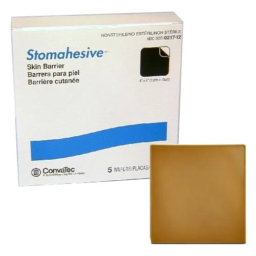 Convatec - Stomahesive - 021712 -  Ostomy Wafer  Trim to Fit  Extended Wear  Adhesive Without Flange Universal System Hydrocolloid Without Opening 4 X 4 Inch