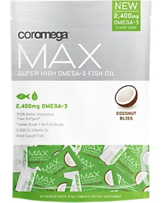 Coromega - From: 45527 To: 45531 - MAX Super High Omega 3 60 Ct Coconut Bliss
