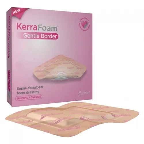 3M - KerraFoam Gentle Border - CWL1132 -  Foam Dressing  6 X 6 Inch With Border Film Backing Silicone Adhesive Square Sterile
