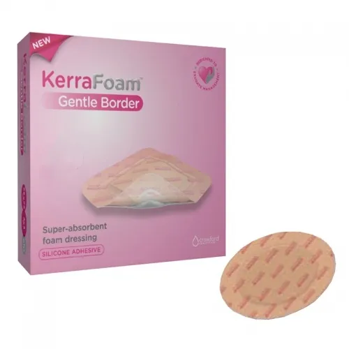 3M - KerraFoam Gentle Border - CWL1135 -  Foam Dressing  7 X 8 Inch With Border Film Backing Silicone Adhesive Oval Sterile
