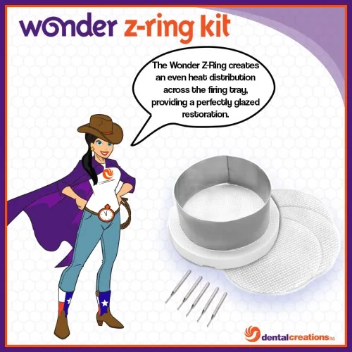 Dental Creations - 101 - Wonder Z-Ring Kit - 1 Heat Ring; 1 Honeycomb Firing Tray w 20 pins;                                        3 Fiber Free Tray Liners