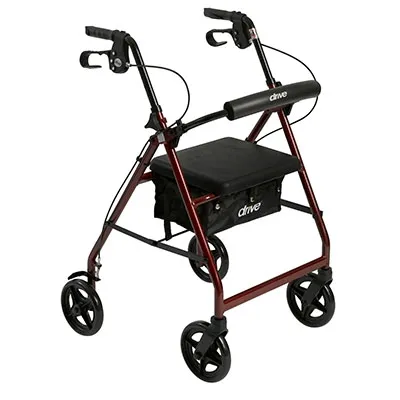Drive Devilbiss Healthcare - From: 43-2258 To: 43-2259 - Drive Aluminum Rollator Rolling Walker With Fold Up And Removable Back Support And Padded Seat