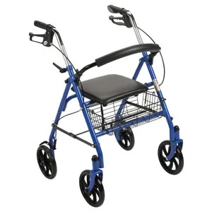 Drive Medical - 10257BL-1 - Drive Medical Durable 4-wheel Rollator with Fold Up Removable Back, Blue, 25.5" L x 23.5" W x 35" H