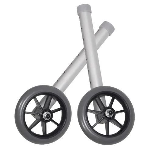 Drive Medical - 1081A - Walker Wheels 5  Fixed With Rear Glide Caps (pair)