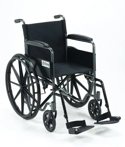 Drive Medical - 10948C - Wheelchair 18   w/Fixed Full Arms & Swingaway Det Footrests