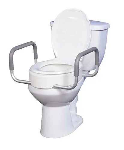 Drive Medical - 1156B - Elevated Toilet Seat w/Arms For Elongated Toilet Seats T/F