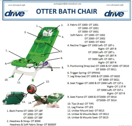 Drive Devilbiss Healthcare - From: OT 0012 To: OT 0015 - Drive Medical Unibar w/Mounts, Otter Back, 1/ea