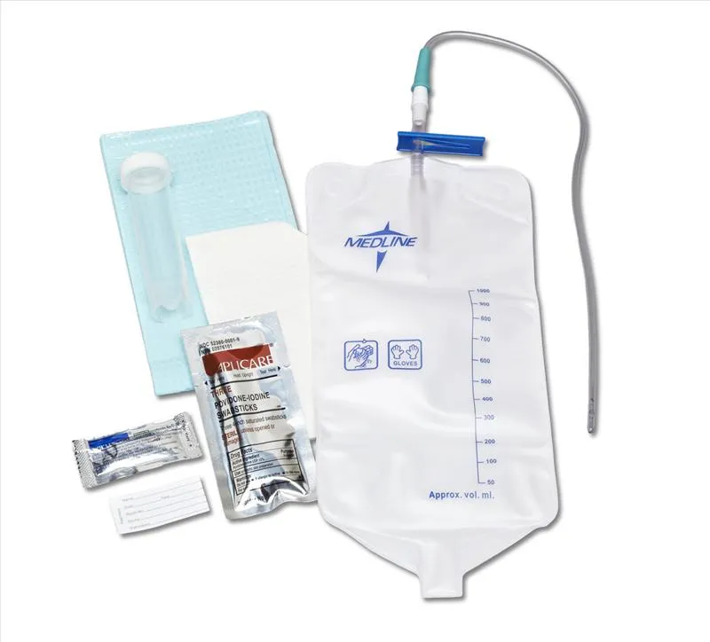Medline - Dynd10402 - Intermittent/urethral Insertion With 14 Fr Vinyl Catheter, Pre-connected Drain Bag, Compact Packaging
