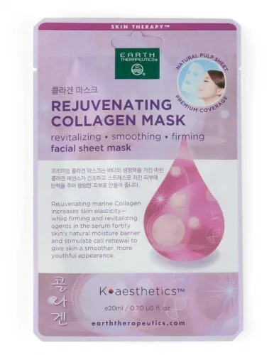 Earth Therapeutics - 235968 - Skin Therapy Rejuvenating Collagen Facial Sheet Mask 1 count