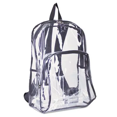 Eastport - EST193971BJBLK - Backpack, Pvc Plastic, 12 1/2 X 5 1/2 X 17 1/2, Clear/Black