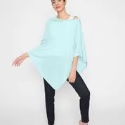 Eileen And Eva - SCA04 - Ultra Soft Versatile Cover-up Scarf Poncho With Buttons Icy T