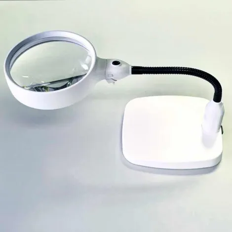 Electro-Optix - DTM-4 - Desktop Stand LED Magnifier Large 4x Double Lens, 6 Bright LEDs, Hands Free