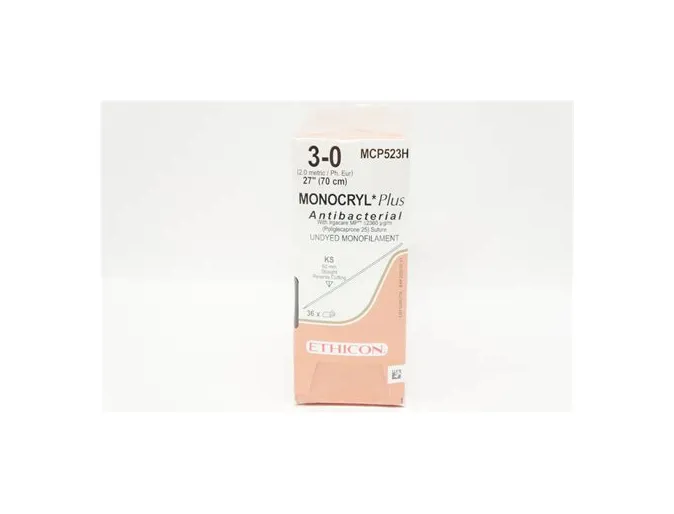 Ethicon - MCP523H - Suture, Straight Cutting Needle, Undyed Monofilament, Needle KS, Straight