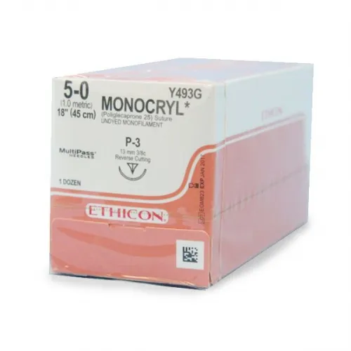 Ethicon Suture - Y304H - ETHICON MONOCRYL (POLIGLECAPRONE 25) SUTURE TAPER POINT SIZE 40 27" VIOLET MONOFILAMENT 3DZ/BX