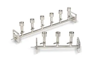 GE Healthcare - From: 10498761 To: 10498762 - Ge Healthcare Multiple Vacuum Filtration Apparatus, stainless steel filter funnel six place manifold, recommended for microbiology monitors and analytical funnels
