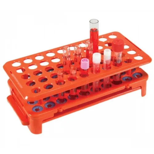 Globe Scientific - From: 456920 To: 456926 - Grip Rack, Rack With Tube Grippers For Up To 17mm Tubes, 50 place, Autoclavable