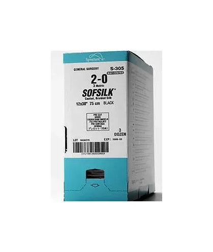 Covidien - Sofsilk - GS-823 - Nonabsorbable Suture With Needle Sofsilk Silk V-30 1/2 Circle Taper Point Needle Size 2 - 0 Braided