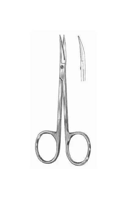 BR Surgical - HerMann - H-505HM - Iris Scissors Hermann 4-1/2 Inch Length Surgical Grade Stainless Steel / Tungsten Carbide Finger Ring Handle Curved Sharp Tip / Sharp Tip